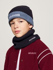 Tommy Hilfiger Blue Monotype Beanie Snood Giftpack - Image 6 of 8