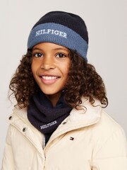 Tommy Hilfiger Blue Monotype Beanie Snood Giftpack - Image 7 of 8