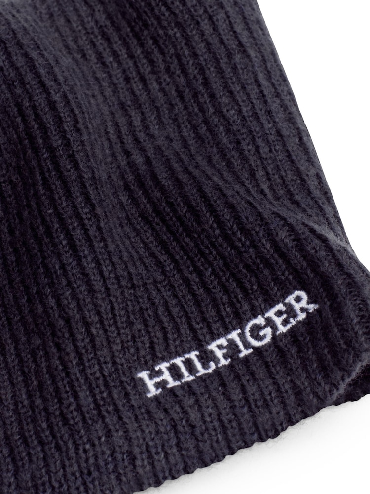 Tommy Hilfiger Blue Monotype Beanie Snood Giftpack - Image 8 of 8