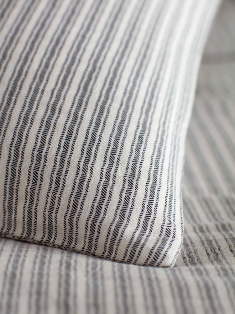 Secret Linen Store Grey Ticking Stripe Cotton Linen Duvet Cover - Image 2 of 2