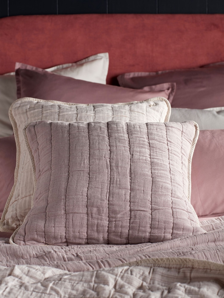 Secret Linen Store Vintage Rose Vivienne 100% Cotton Quilted Cushion Cover - Image 1 of 2 Secret Linen Store Vintage Rose Vivienne 100% Cotton Quilted Cushion Cover - Image 1 of 2