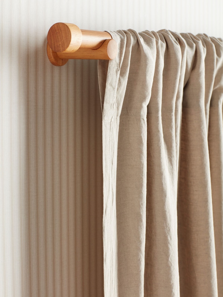 Secret Linen Store Natural 100% Linen Loop Top Slot Header Single Curtain - Image 2 of 3