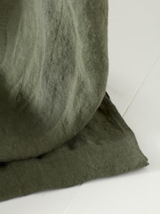 Secret Linen Store Olive Green 100% Linen Loop Top Slot Header Single Curtain - Image 2 of 2