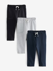 Grey/Navy 100% Cotton Lightweight Jersey Joggers (3mths-7yrs) - Image 1 of 7