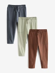 Rust Brown/Sage/Charcoal Grey 100% Cotton Lightweight Jersey Joggers (3mths-7yrs) - Image 1 of 7