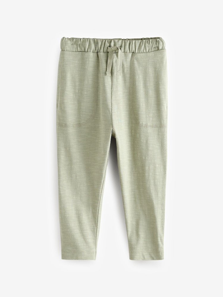 Rust Brown/Sage/Charcoal Grey 100% Cotton Lightweight Jersey Joggers (3mths-7yrs) - Image 2 of 7