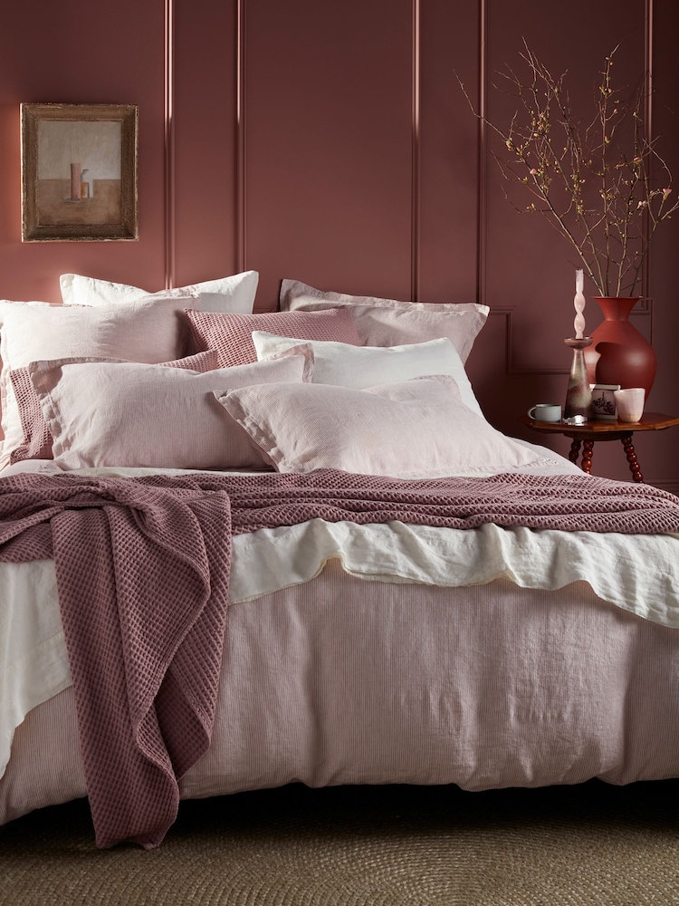 Secret Linen Store Vintage Rose Sid Stripe 100% Linen Duvet Cover - Image 1 of 3