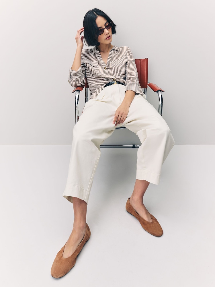 VERO MODA Brown Tortoise Button Stripe Shirt - Image 3 of 7