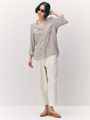 VERO MODA Brown Tortoise Button Stripe Shirt - Image 4 of 7