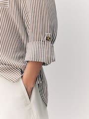 VERO MODA Brown Tortoise Button Stripe Shirt - Image 6 of 7