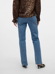 VERO MODA Blue High Waist Full Straight Leg Jeans - Image 4 of 6