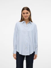 VERO MODA Blue Oversized Button Down Shirt - Image 1 of 6
