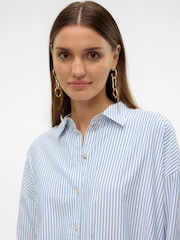 VERO MODA Blue Oversized Button Down Shirt - Image 5 of 6