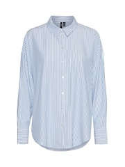 VERO MODA Blue Oversized Button Down Shirt - Image 6 of 6