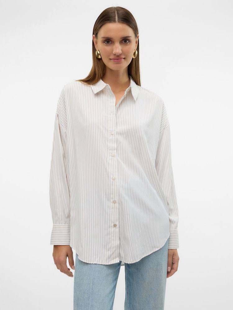 VERO MODA Grey Oversized Button Down Shirt - Image 1 of 6 VERO MODA Grey Oversized Button Down Shirt - Image 1 of 6