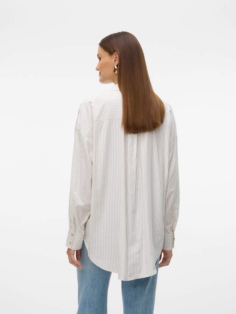 VERO MODA Grey Oversized Button Down Shirt - Image 2 of 6