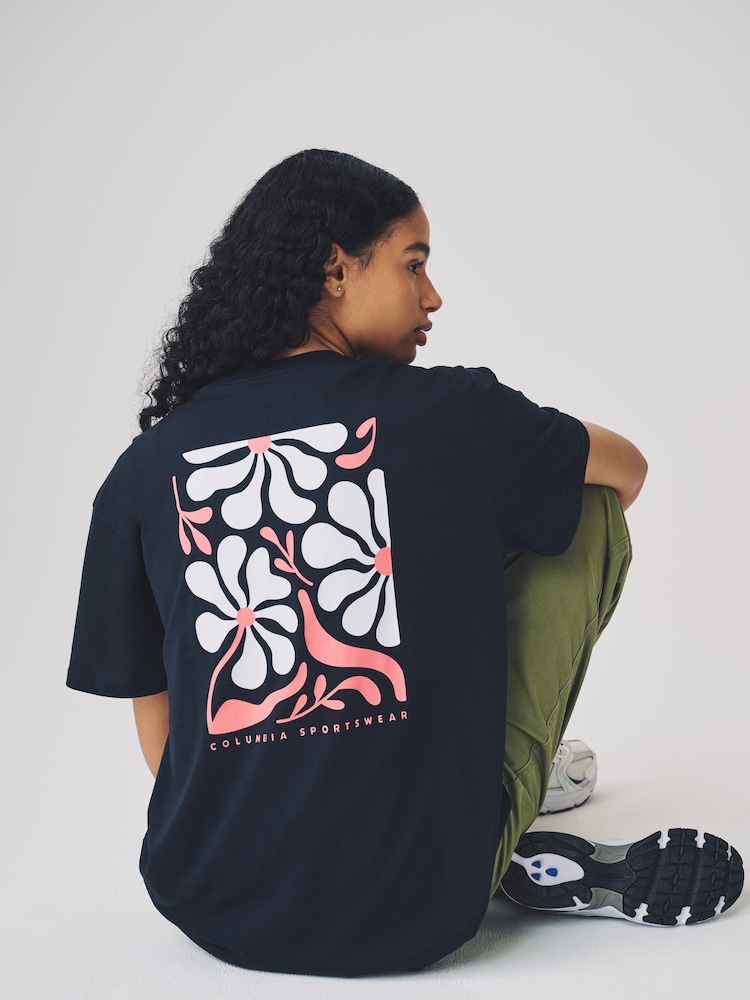 Negro - Columbia Oversized Rolling Bend Graphic T-Shirt - Imagen 1 de 5