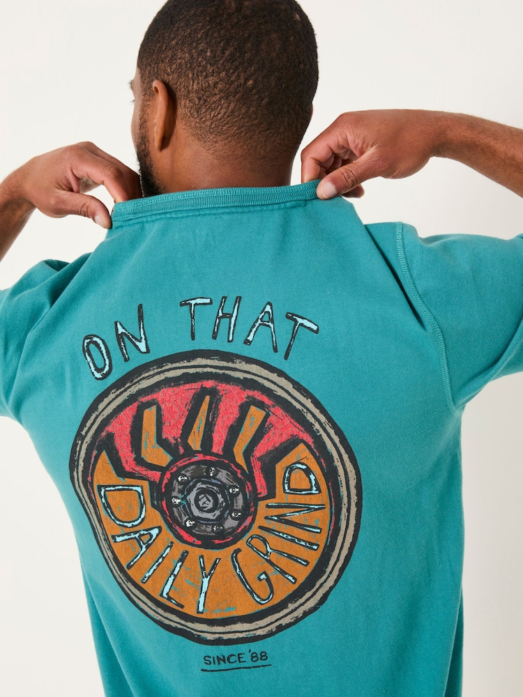 FatFace Dark Teal Daily Grind T-Shirt - Image 2 of 6