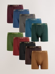 Rich Purple/Green/Orange Colour 10 pack Sports Longer Length A-Front Boxers - Image 1 of 1