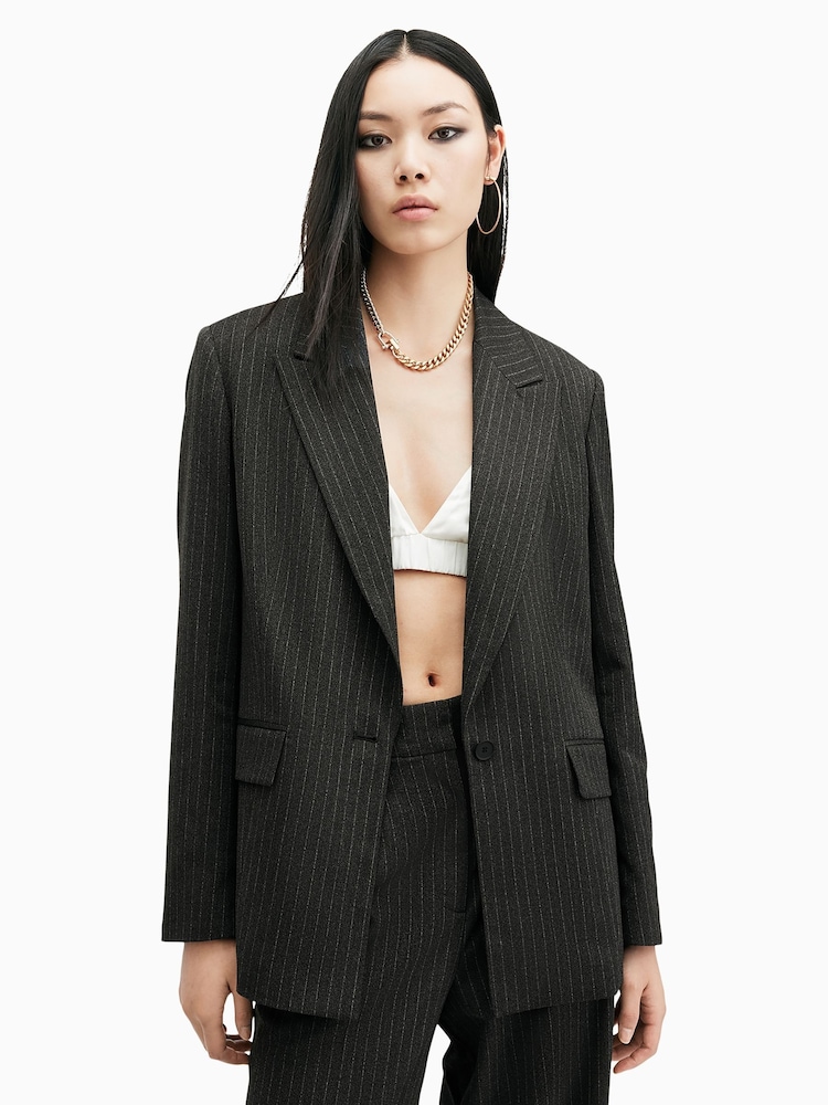 AllSaints Grey Averie Pin Blazer - Image 1 of 7