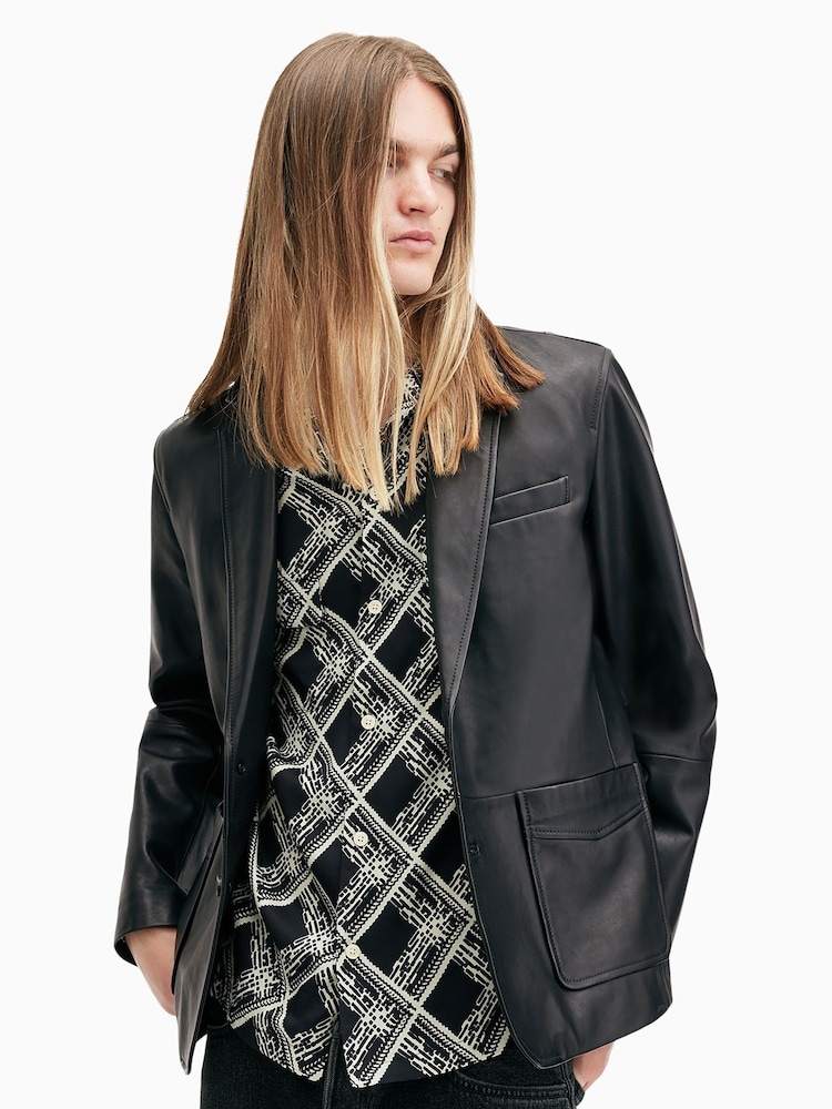 AllSaints Black Andrius Blazer - Image 1 of 8