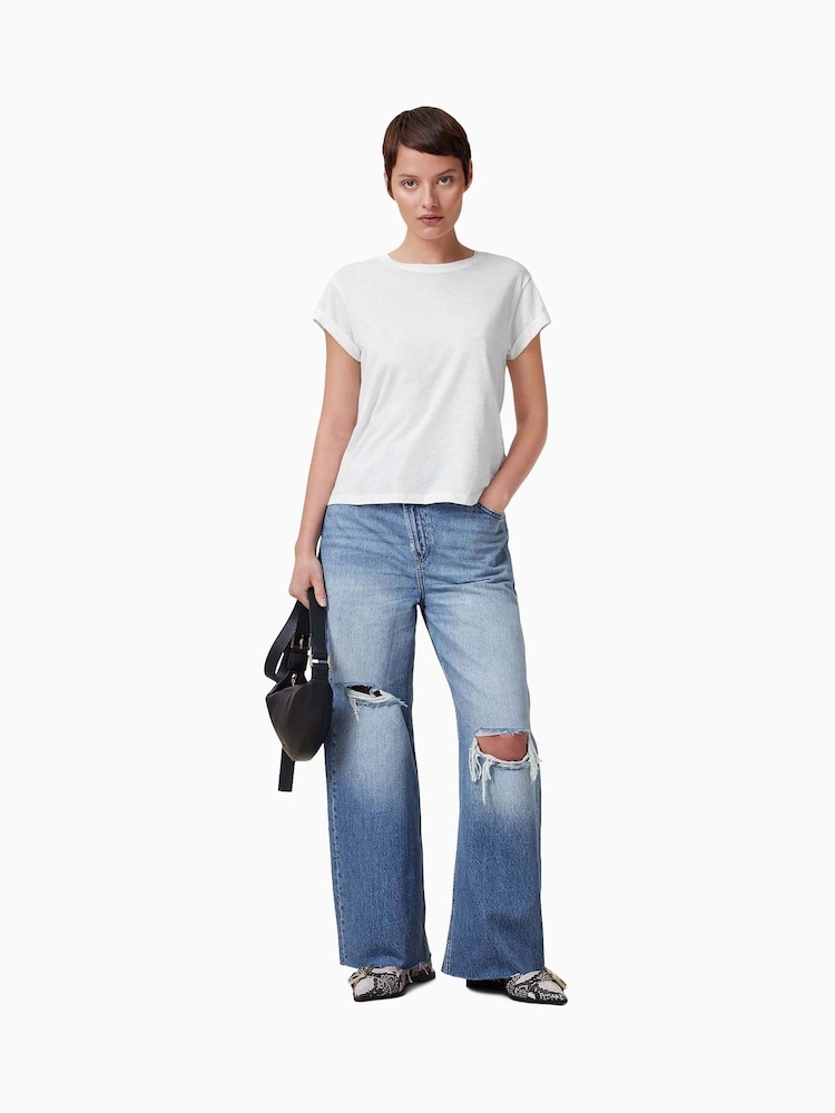Alb - Tricou cu mânecă tip capac Allsaints Anna Negru Tricou la baza gâtului - Image 3 of 7