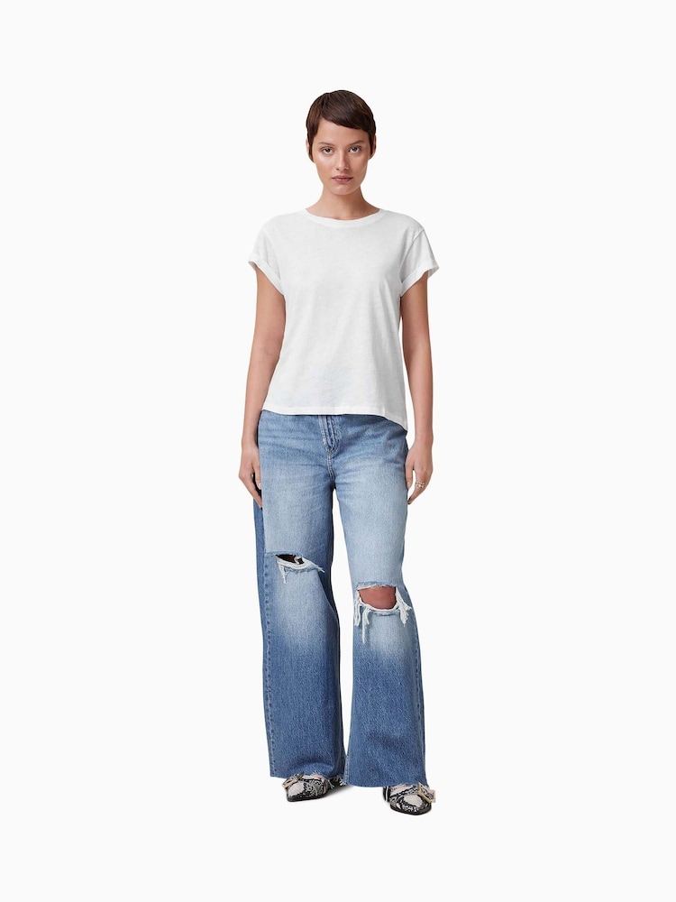 Alb - Tricou cu mânecă tip capac Allsaints Anna Negru Tricou la baza gâtului - Image 5 of 7