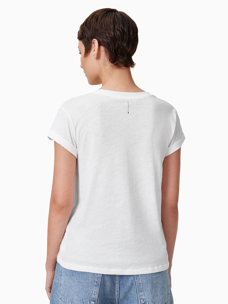 Alb - Tricou cu mânecă tip capac Allsaints Anna Negru Tricou la baza gâtului - Image 6 of 7