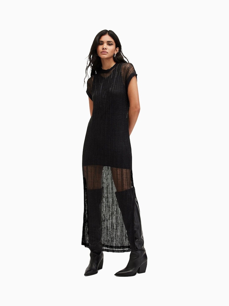 AllSaints Black Giana Dress - Image 3 of 7