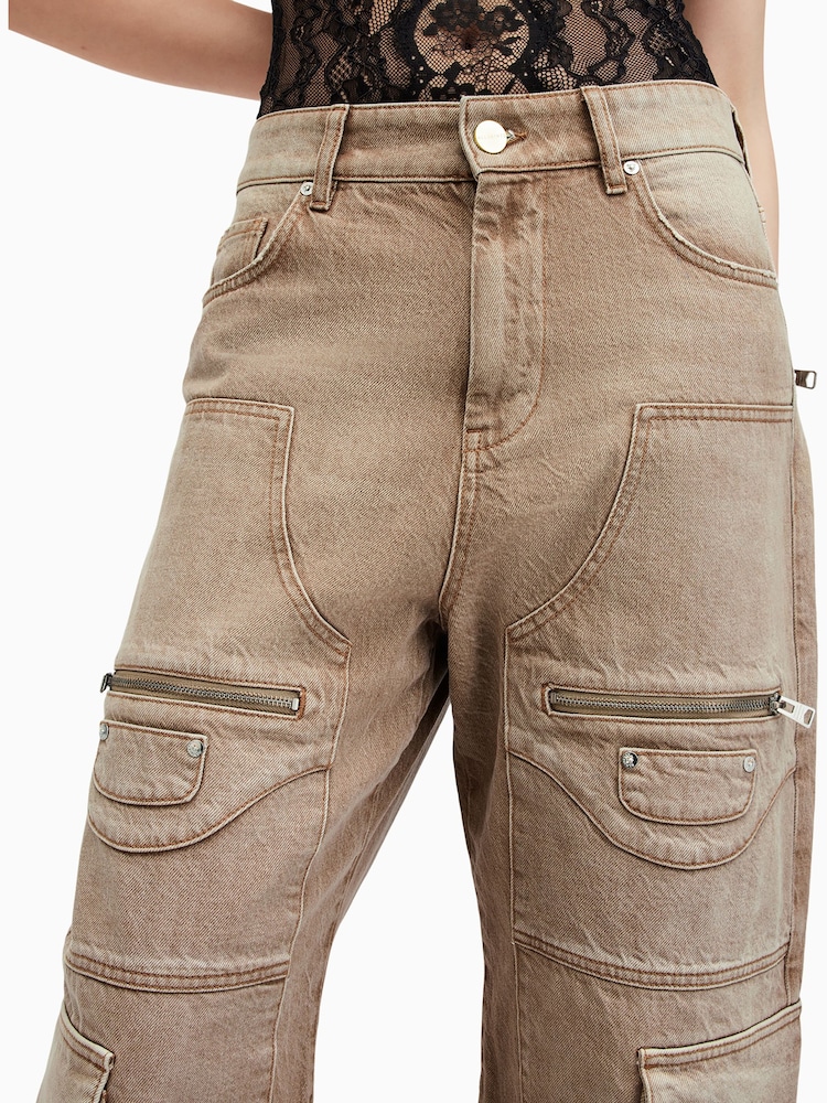 AllSaints Brown Archie Jeans - Image 3 of 8