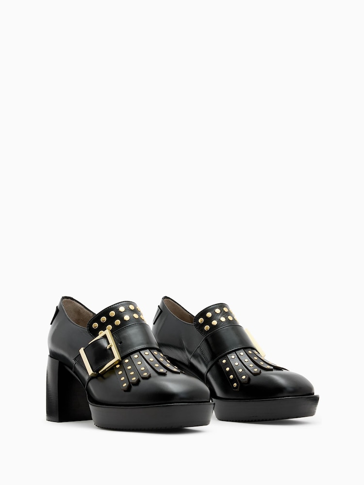 AllSaints Black Zia Stud Loafers - Image 2 of 7