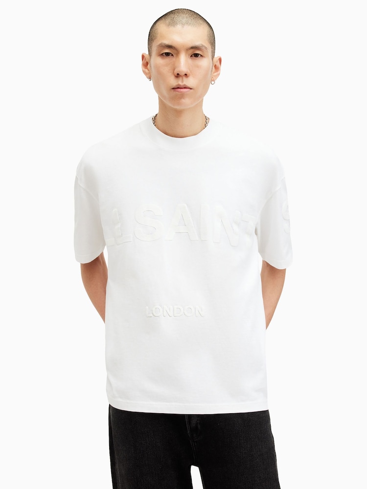 Off White - Футболка с вырезом под горло и короткими рукавами Allsaints Biggy - Изображение 1 из 1