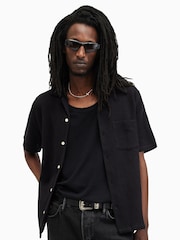 AllSaints Black Helston Short Sleeve Shirt - Image 1 of 5