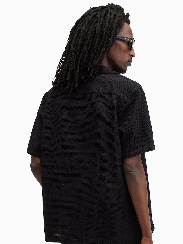 AllSaints Black Helston Short Sleeve Shirt - Image 2 of 5