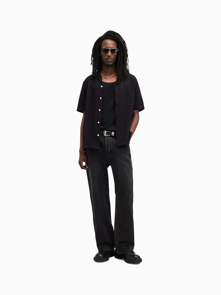 AllSaints Black Helston Short Sleeve Shirt - Image 3 of 5