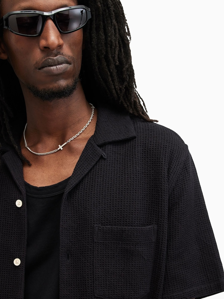 AllSaints Black Helston Short Sleeve Shirt - Image 4 of 5