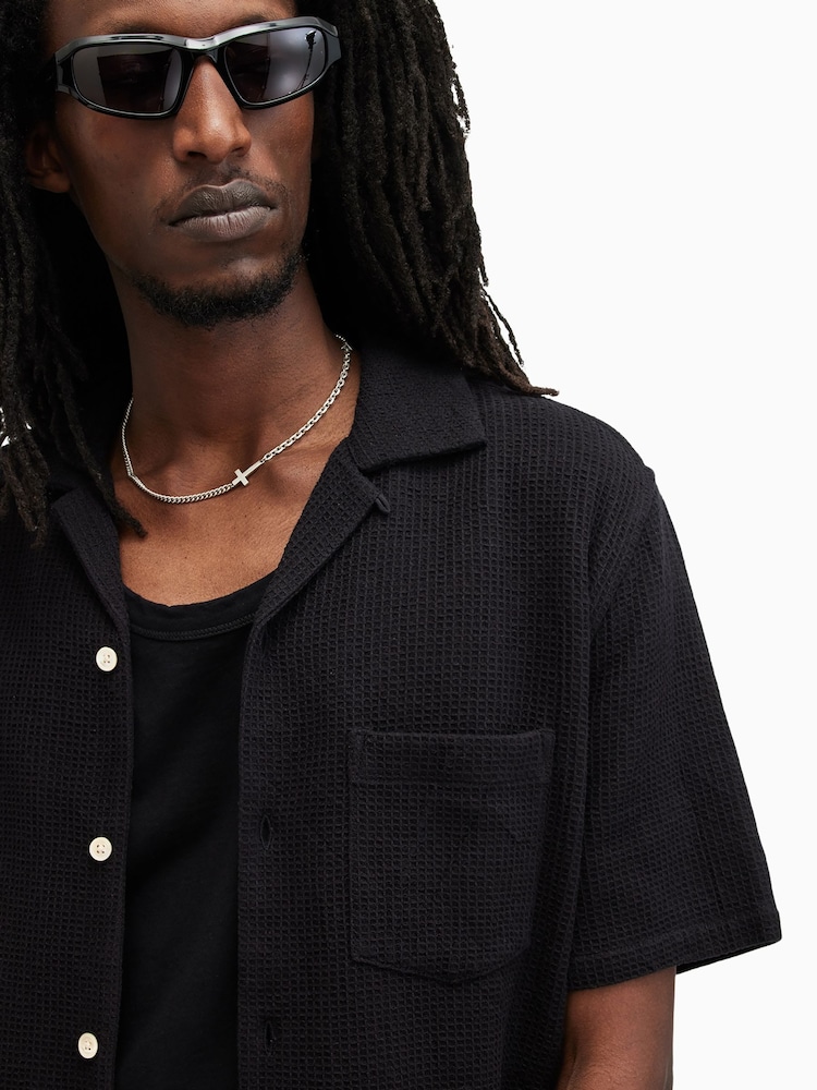 AllSaints Black Helston Short Sleeve Shirt - Image 6 of 6
