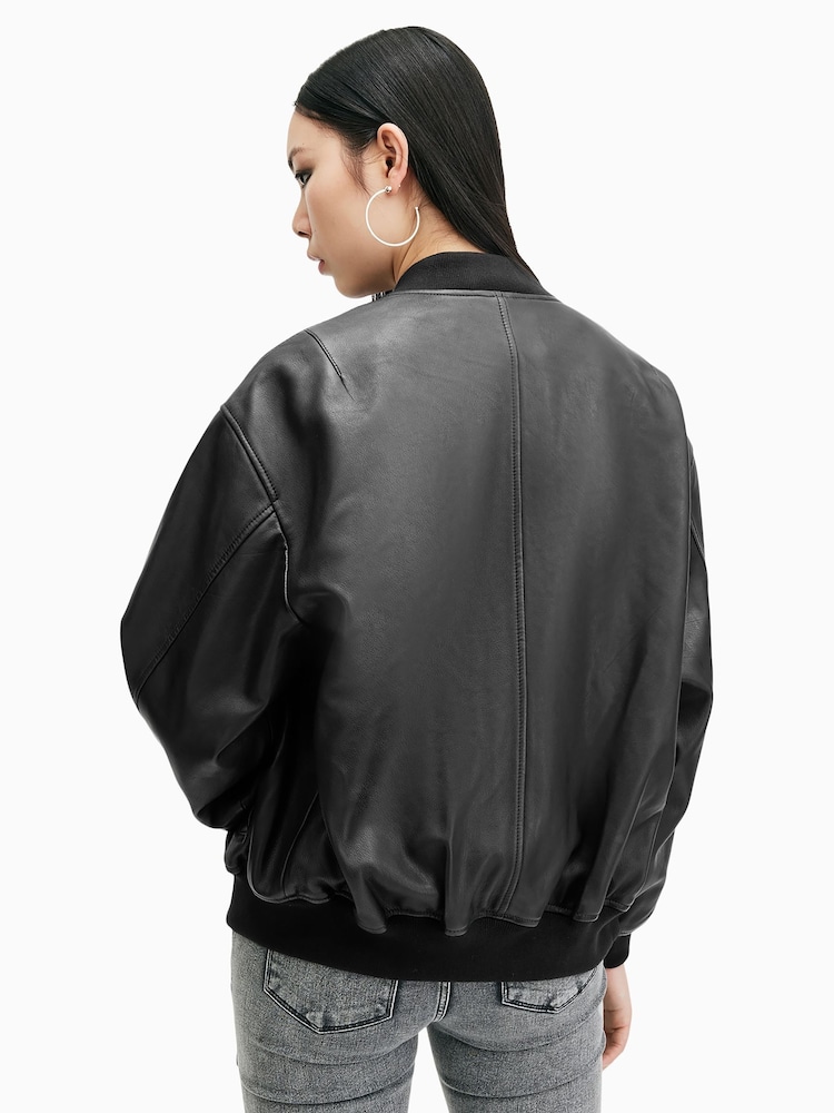 AllSaints Black Belle Bomber Jacket - Image 2 of 8