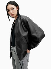 AllSaints Black Belle Bomber Jacket - Image 3 of 8