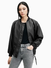 AllSaints Black Belle Bomber Jacket - Image 4 of 8