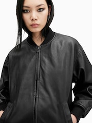 AllSaints Black Belle Bomber Jacket - Image 5 of 8