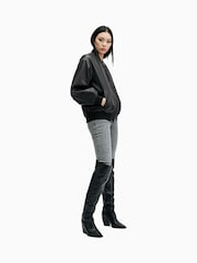 AllSaints Black Belle Bomber Jacket - Image 7 of 8