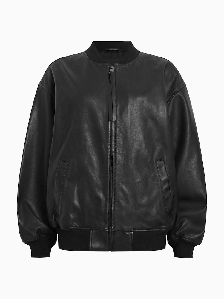 AllSaints Black Belle Bomber Jacket - Image 8 of 8