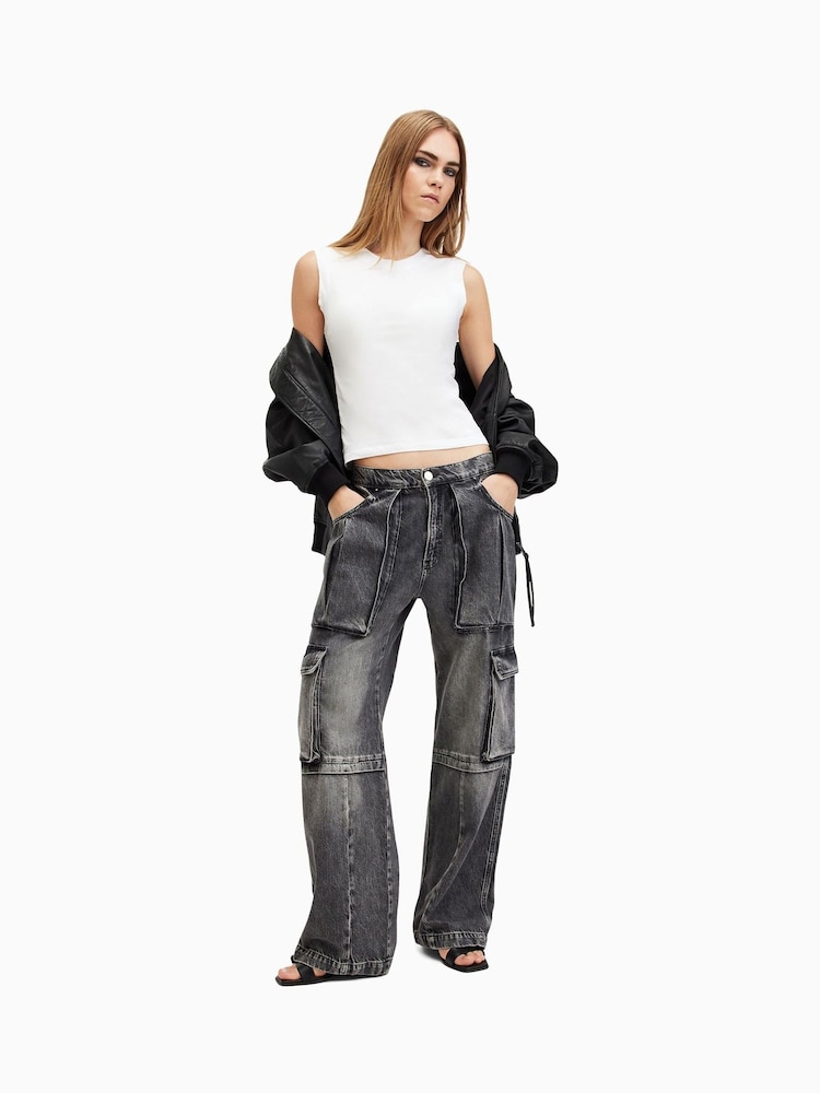 AllSaints White Imogen White Crew Neck Cotton Tank - Image 3 of 10