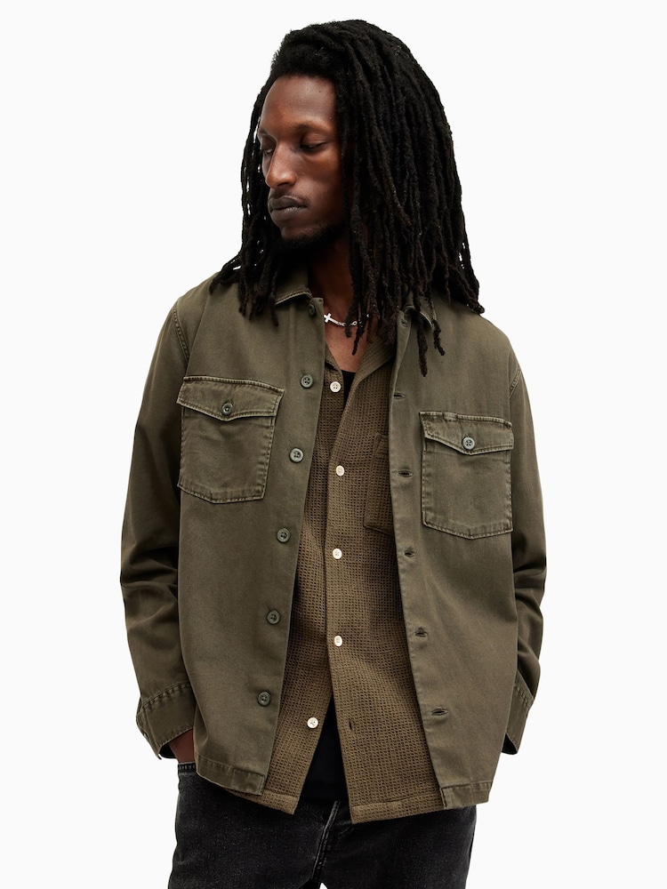 AllSaints Green Spotter Long Sleeve Shirt - Image 1 of 7