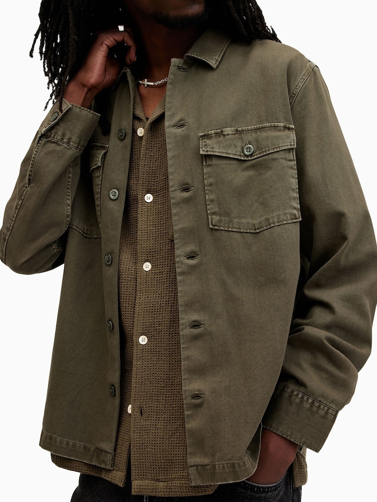 AllSaints Green Spotter Long Sleeve Shirt - Image 2 of 7