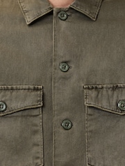 Verde - AllSaints Spotter Green Long Sleeve Button Up Shirt - Imagem 9 de 9