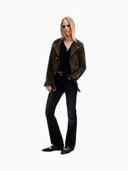AllSaints Green Suede Balfern Biker jacket - Image 3 of 9