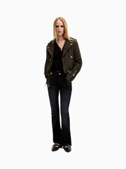 AllSaints Green Suede Balfern Biker jacket - Image 5 of 9