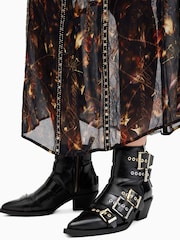 AllSaints Black Jane Buckle Boots - Image 1 of 6